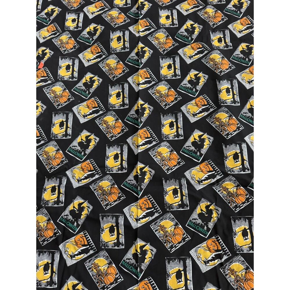 Halloween Fabric Owl Moon Witch Pumpkin Black‎ Cat Bat Cotton Sewing ~ 150 X 88